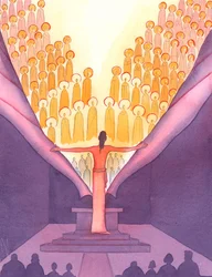 At Mass, it is as though a gigantic Christ stands at the altar, to reach out and tear the veil that hides Heaven from earth