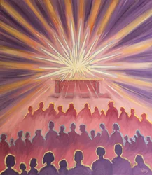 At Mass, the Divine Love of the Father enfolds Jesus in a white fire of Sacrifice
