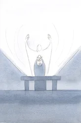 At the offering, Christ pleaded on our behalf, arms out-stretched to the Father
