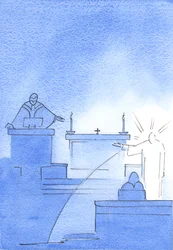 Christ appeared before me, his arm held up to indicate the pulpit where, he told me, truth is spoken about God and Man