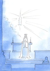 Christ appeared, high up in the sanctuary, and sent down His Mother, to give me some Good News. 