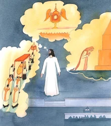 Christ was standing in the sanctuary; but He said that He was gazing around the whole Catholic Church on earth, saying: 