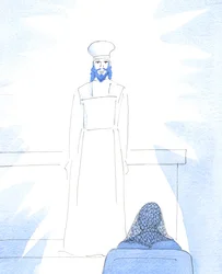 In explaining His humility, Christ appeared to me, after the consecration, as the High Priest, robed as in ancient times