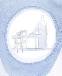 Jesus Smiled at Me, and Pointed to a Table and Two Chairs, Since He Was Waiting to Dine with Me, Despite My Distractions