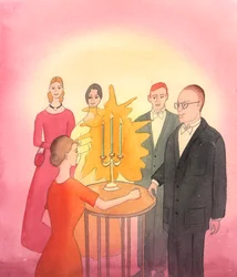 People in television programmes are pictured 