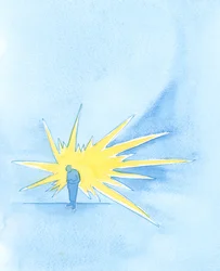 The Father in Heaven sees a small figure, bowing before Him and ablaze like a diamond. No scar remains from long-forgiven sins