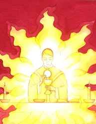 The Presence of Jesus in the Eucharist is like a blazing fire of glory