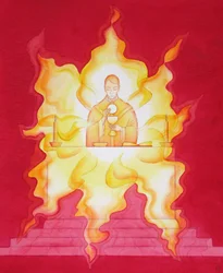 The Presence of Jesus in the Eucharist is like a blazing fire of glory