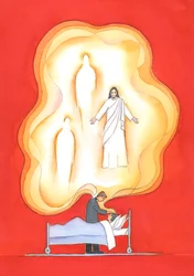 The blessings given in the sacrament of the sick are gifts from the Holy Trinity, bringing a renewed sharing in the life of the Holy Trinity, with forgiveness, peace, and many other gifts