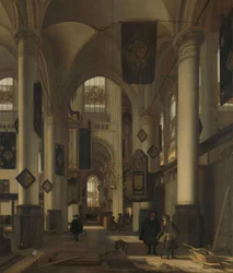 Interior of a Protestant Gothic Church with Motifs from the Oude and Nieuwe Kerk in Amsterdam