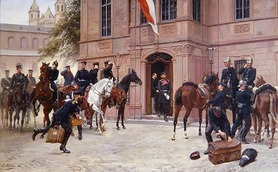 Crown Prince Ludwig IV of Hesse-Darmstadt Bidding Cornelius Heyl Farewell, Before Schlosschen, Worms, as He Departs to the Battle of Sedan in 1870