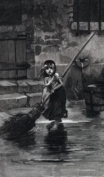 Scene from Les Miserables by Victor Hugo: Cosette Sweeping