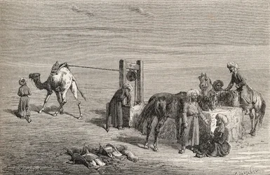 A well in the desert between Samarkand and Karshi, Uzbekistan, illustration from 