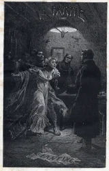 Monsieur Madeleine comes to the rescue of Fantine at the time of his arrest by Javert - Illustration by Emile Bayard for Les Miserables - First part: Fantine by Victor Hugo 1862