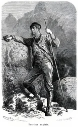 Portrait of an English tourist by Émile Bayard - tourism in the 19th century - illustration from the book "Customs and Characters of Peoples", 1884 edition