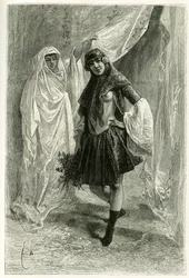 Portrait of Ziba Khanoum, Persian princess. Engraving by E.Bayard, after a photograph, to illustrate the story Persia, Chaldee and Susiane in 1881-1882, by Jane Dieulafoy