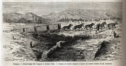 Reassembly of Empty Wagons During the Excavations of 1864 at Pompei