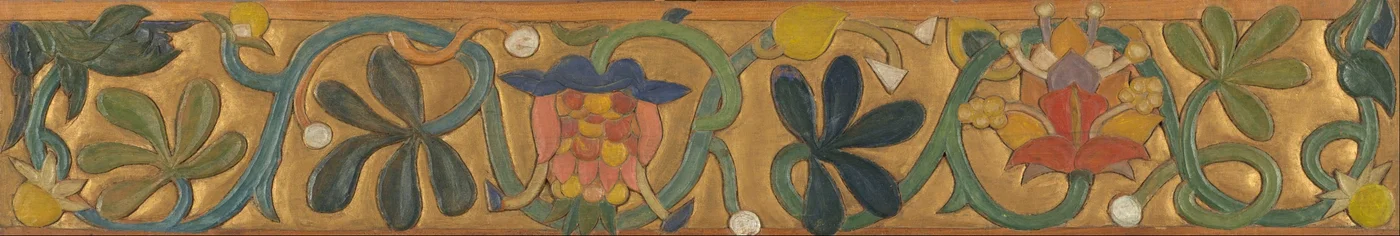 Board Decorated with Tendrils and Flowers