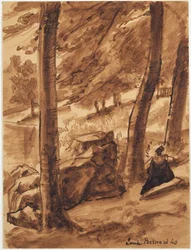 Woodland Scene with Figure