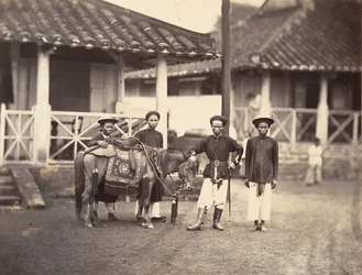 Rich Annamite mounting a horse, Cochinchina