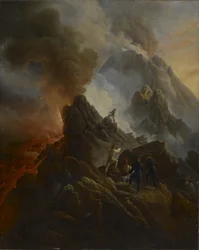 The Vesuvius Erupting, the Artist and His Father, Carle Vernet, in the Foreground., c. 1822