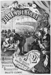 Poster Advertising the Folies Bergere, rue Richer, Paris, 1875