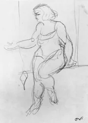 Female Acrobat, Sitting on Trapeze