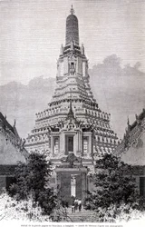 Portal of the Great Wat-Chan Pagoda, Bangkok. Drawing by Thérond