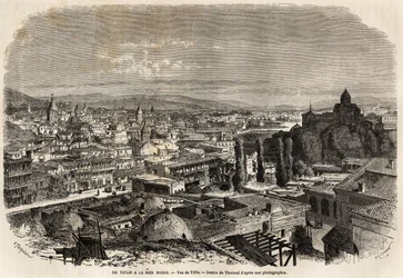 View of Tiflis, or Tbilisi, drawing by Théorond, illustrating Mr. Moynet