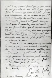 Letter from Zola to Edouard Manet