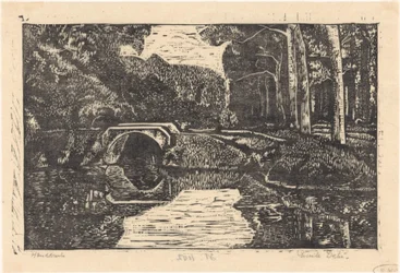 Bridge over a canal in a forest