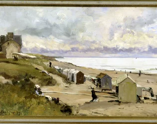 The beach of baths at St Pair (Manche)