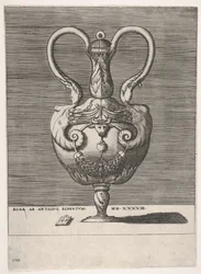 Antique Lidded Vase with Two Handles emerging from the Heads of Hybrid Female Sphinxes