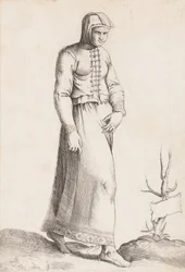 Costume Plate: Woman with Hooded Garment