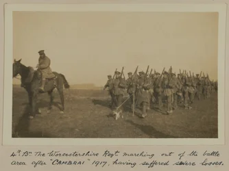 4th: Bn. The Worcestershire Regt. marching out of the battle area after 