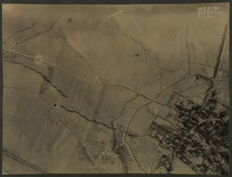 Aerial photograph with WWI trenches, 1918