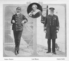Arthur Henry Rostron, Captain of RMS Carpathia Which Rescued Titanic Survivors (left), Lord Mersey Who Headed the Titanic Commission of Inquiry (centre), and Edward John Smith, Captain of the Titanic (right)