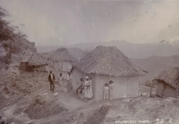 Barbadian village on a hillside, 1880