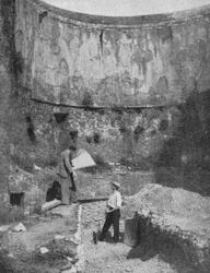 Bastion of the historic London Wall, found at Cripplegate, during excavations after WW2