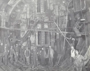 Blackwall Tunnel: A Group of Workers Stand in the Air Lock, 1894