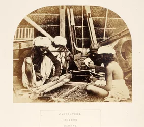 Carpenters, Hindoos, Madras, from The People of India, by J. Forbes Watson, published 1868