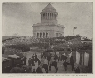 Dedication of the Memorial to General Grant in New York, the 7th Regiment Passing the Monument