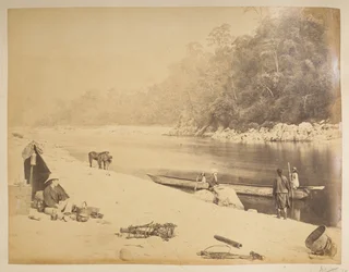 Ferry on the Teesta, near Bheerkotee. Views of Darjeeling. 1870