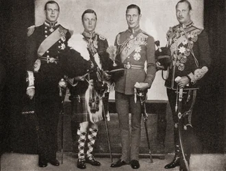 Four of the five sons of King George V, from left to right, Prince George, Duke of Kent, King Edward VIII, later Duke of Windsor, Prince Albert, Duke of York, later King George VI, Prince Henry, Duke