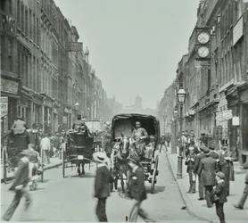 Hatton Garden: looking north from Holborn Circus, London, 1895