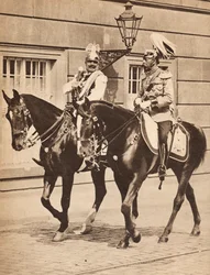 King George V and Kaiser Wilhelm II Leaving Potsdam to Attend a Review of the Troops in 1913, illustration from 