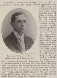 Lieutenant A C Lowry, RN, Medallist of the Royal Humane Society