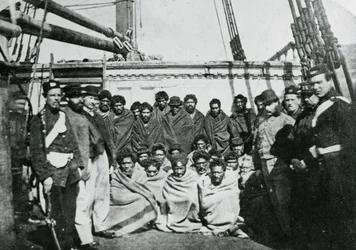 Maori Prisoners on Board a Prison Hulk in Wellington Harbour