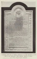 Memorial at Broad Hembury to Reverend A M Toplady, author of Rock of Ages