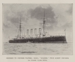 Ordered to Chinese Waters, HMS Diadem, Twin Screw Cruiser, 1st Class, 11,000 Tons